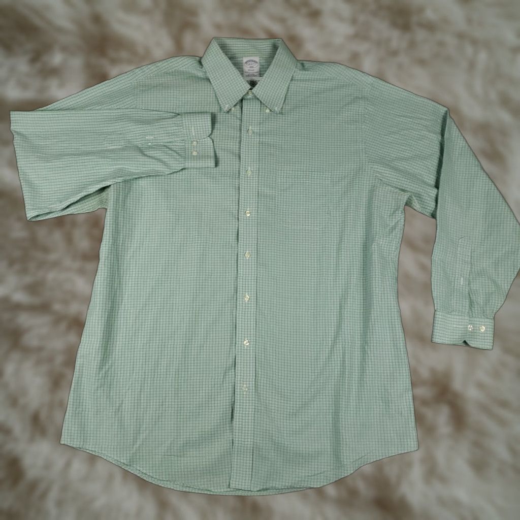 Brooks Brothers Brooks Brothers Shirt Mens 18 Green Plaid Button Up Long Sleeve Regular Size 18 Cotton Dress Shirt Size US XXL / EU 58 / 5 - 1 Thumbnail