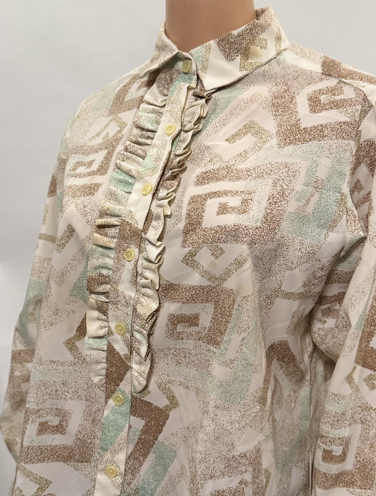 Vintage Women’s Vintage Art Print Ruffle Front Blouse Size XL / US 12-14 / IT 48-50 - 4 Thumbnail