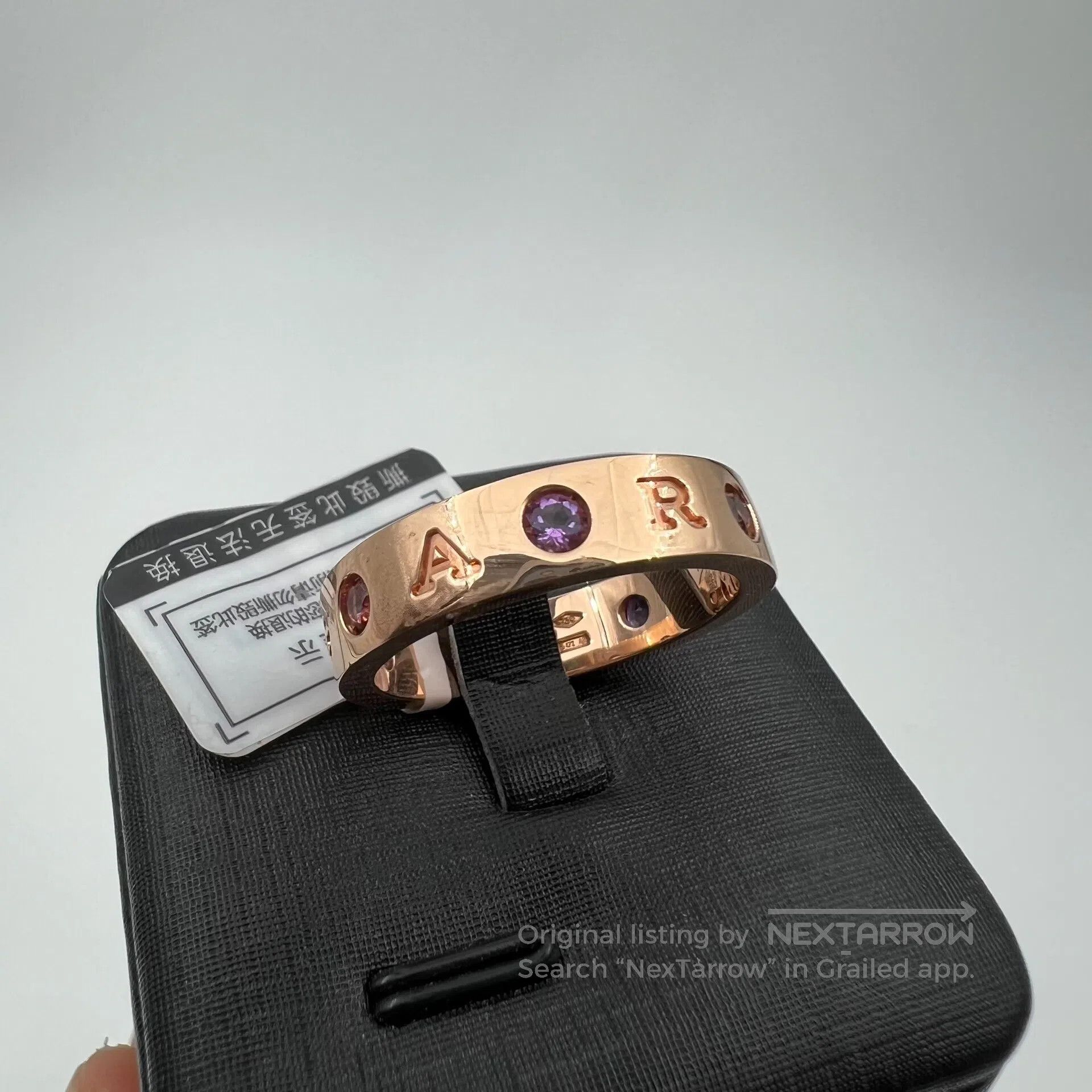 Bvlgari Bvlgari size61 Inlaid diamond ring, 18K rose gold, wide ver Size ONE SIZE - 1 Thumbnail