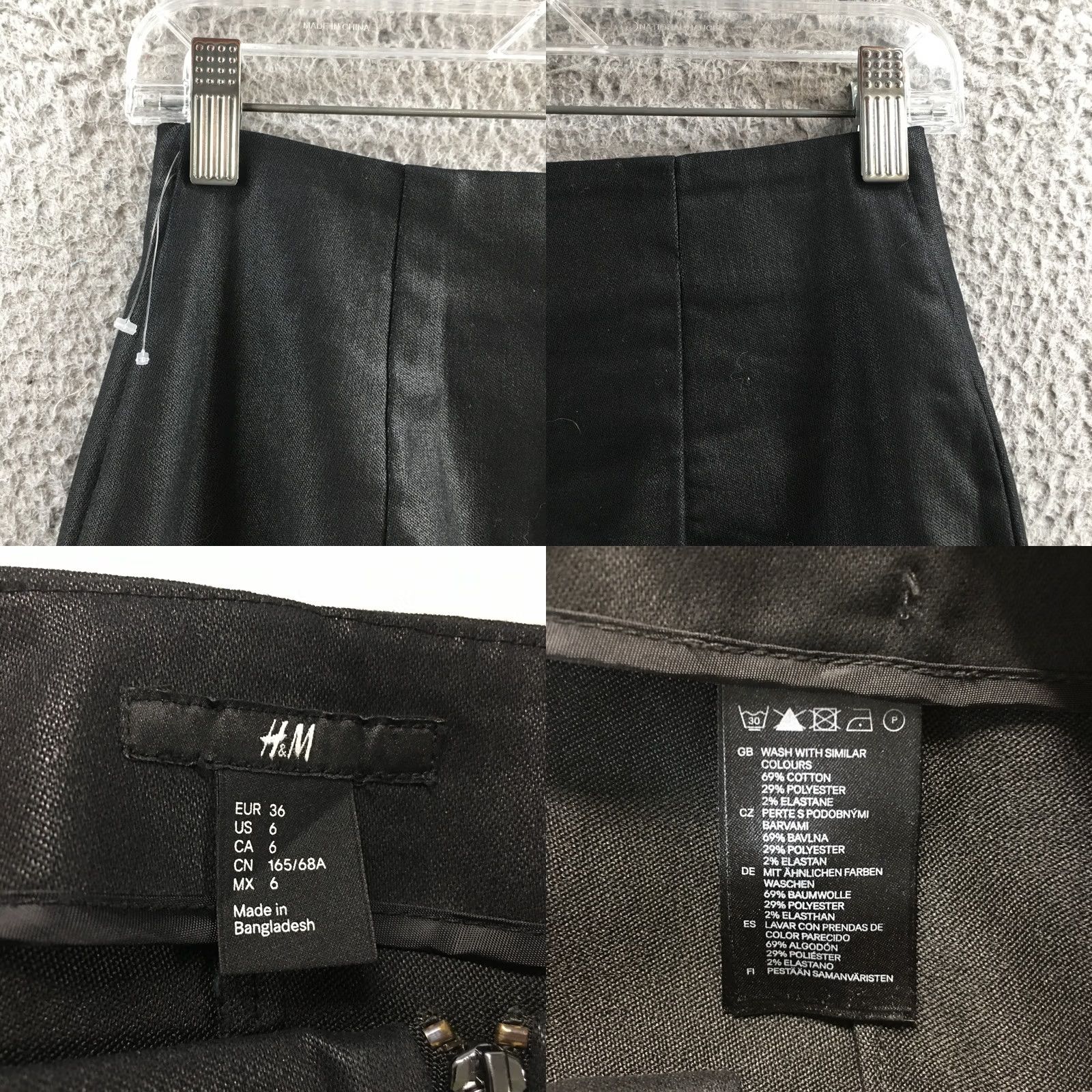 H&M H&M Straight & Pencil Skirt Womens 6 Black Cotton Blend Flat Front Casual Zipper Skirt Women Black 6 Knee Length Mens? Size 28" / US 6 / IT 42 - 9 Thumbnail