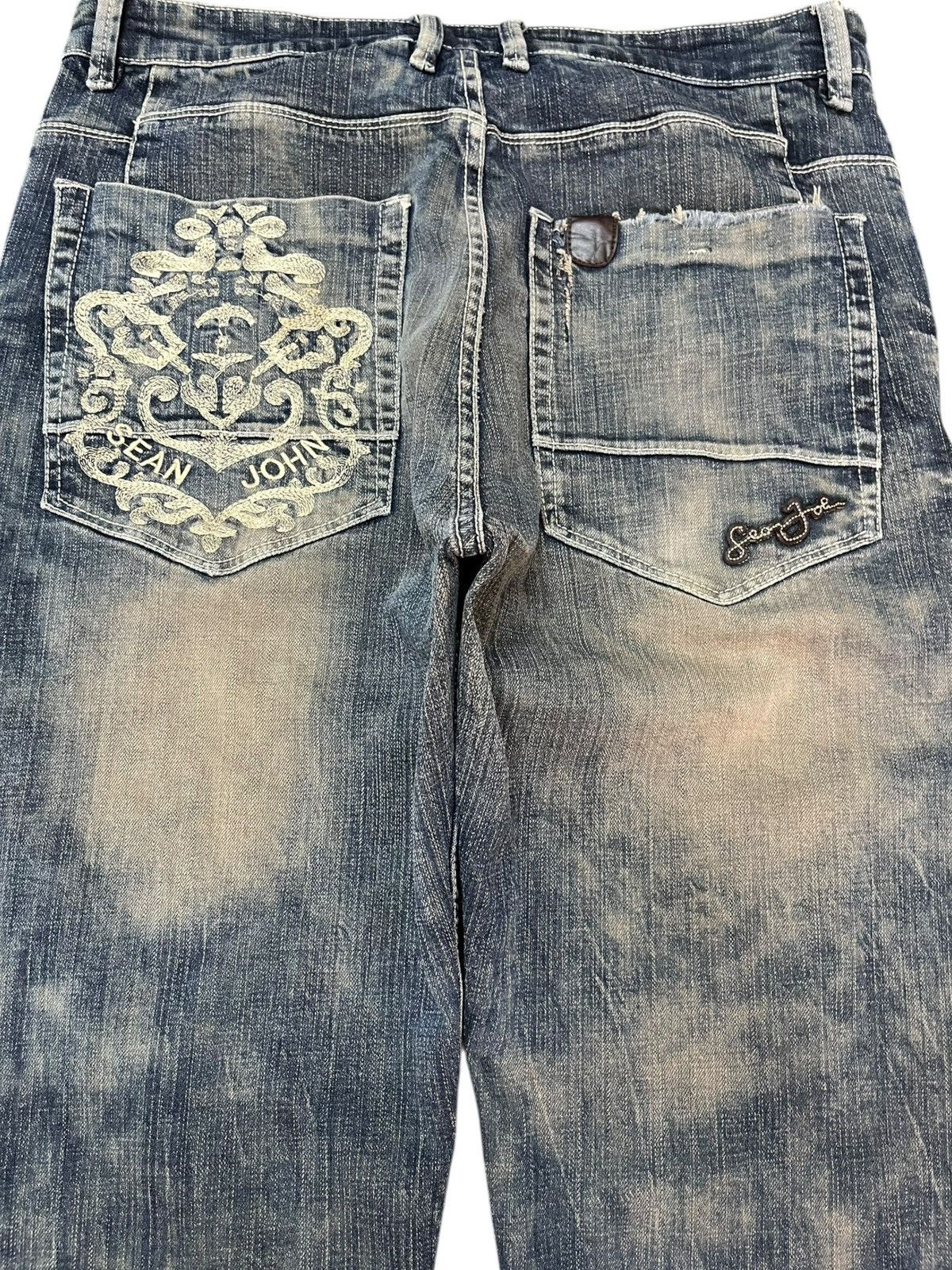 14th Addiction × Sean John Sean John Mudwash Embroidery Trompe L’oeil Denim Size US 33 - 9 Thumbnail