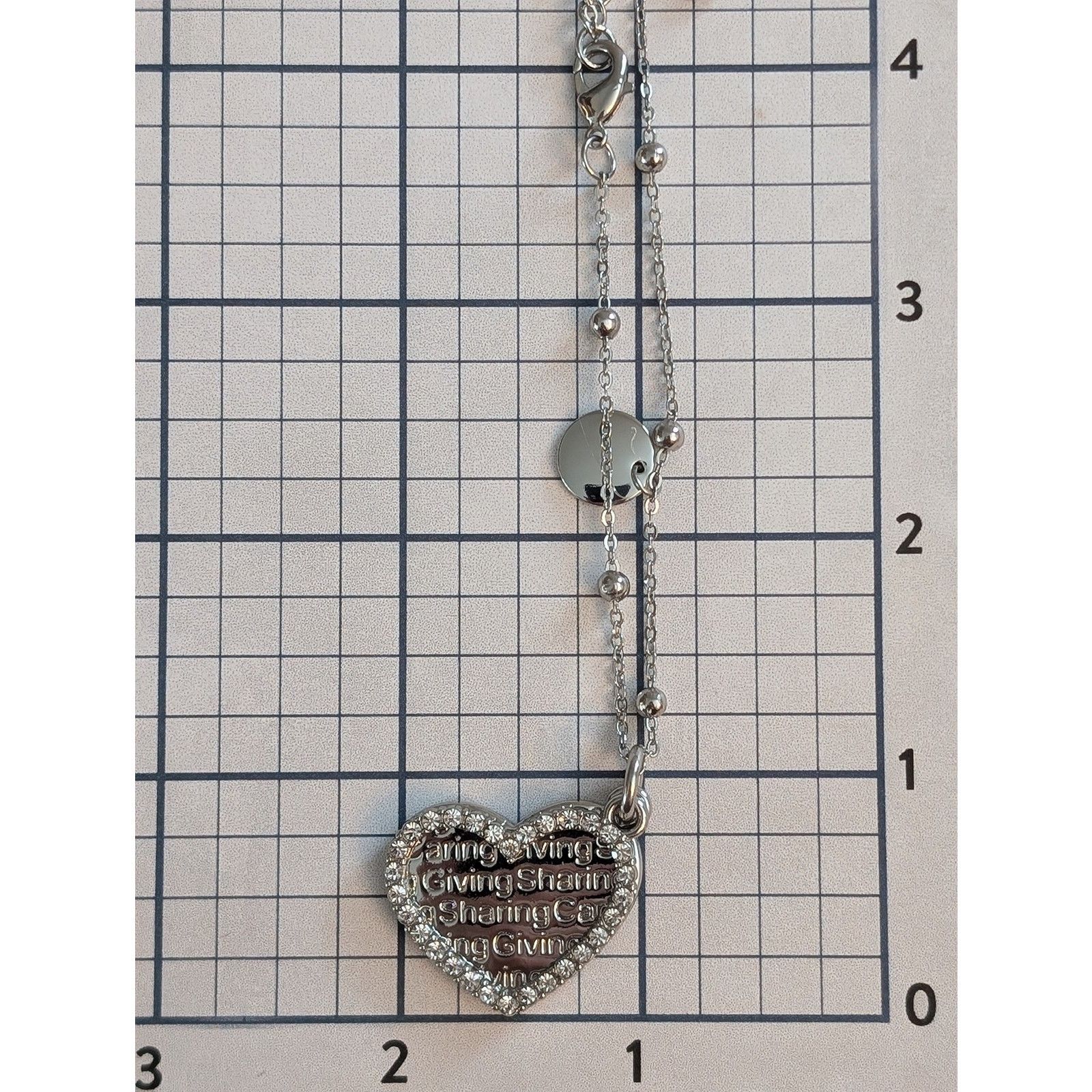 Vintage VTG Silver-Tone 7 1/2" Chain Rhinestone Heart Charm Bracelet Size ONE SIZE - 10 Thumbnail