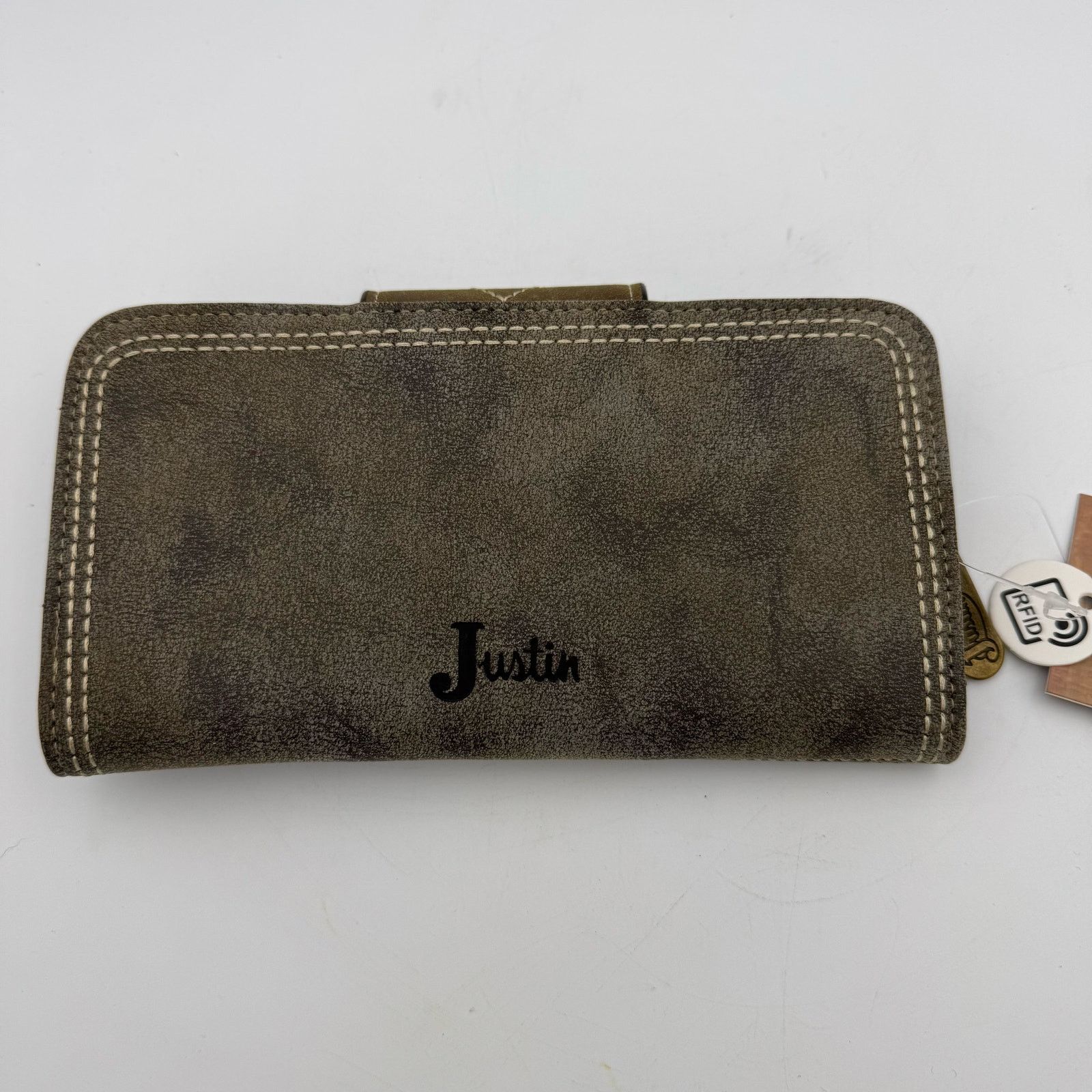 Justin Justin RFID Western Wallet Brown Tan Diamond Stitch Bifold Size ONE SIZE - 2 Thumbnail