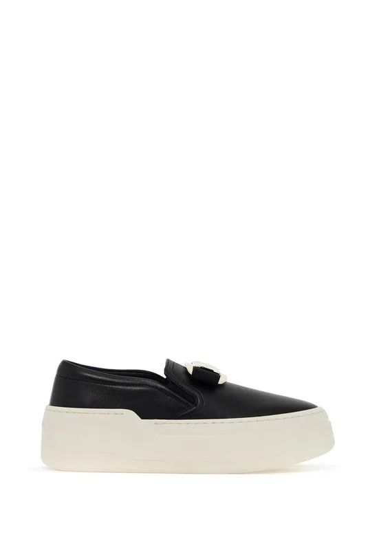 Salvatore Ferragamo o1s22i1n1025 New Vara Plate Slip-on Sneakers in Black Size US 6.5 / IT 36.5 - 1 Thumbnail