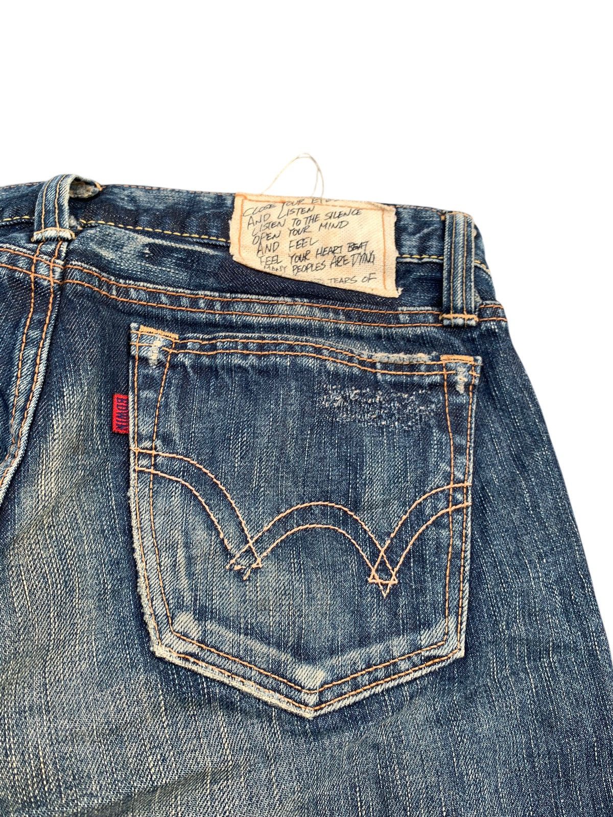 Tornado Mart RARE EDWIN STUDDED PUNK JAPANESE DISTRESSED DENIM Size US 31 - 17 Thumbnail