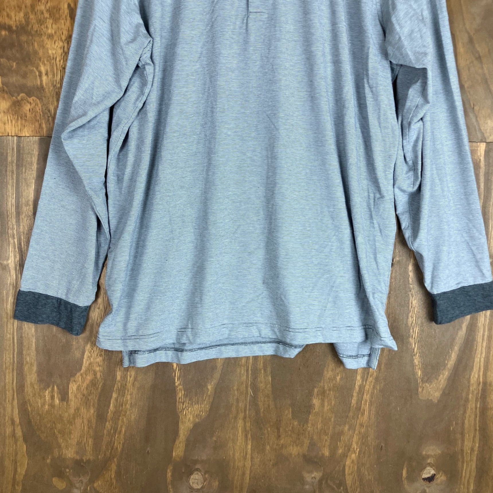 Vintage F & G Tech Mens Shirt Gray White Striped Collared Long Sleeve Henley Stretch XL Shirt Mens Gray White Striped Henley XL Size US XL / EU 56 / 4 - 3 Thumbnail
