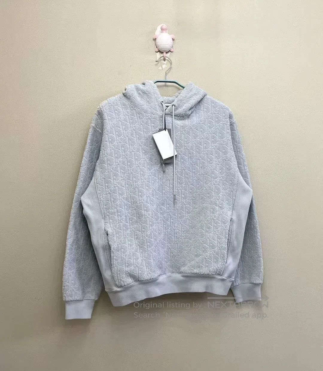 Dior grey logo hoodie with towel texture. Size US L / EU 52-54 / 3 - 1 Thumbnail
