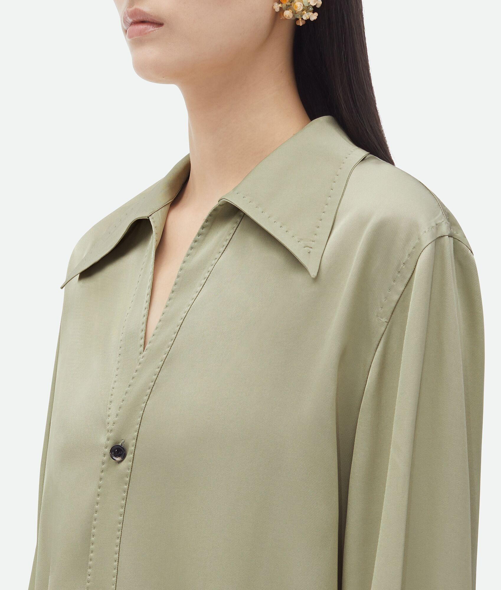 Bottega Veneta o1n1vont0625 Viscose Twill Shirt in Stone Size S / US 4 / IT 40 - 5 Thumbnail