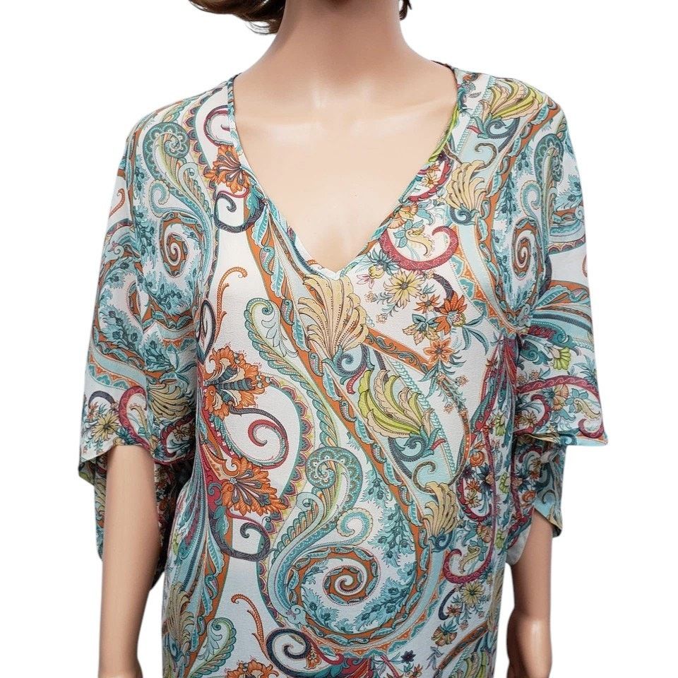 Lafayette 148 Lafayette 148 Silk Paisley Top Blouse Tunic Oversized V-Neck Size S / US 4 / IT 40 - 4 Thumbnail