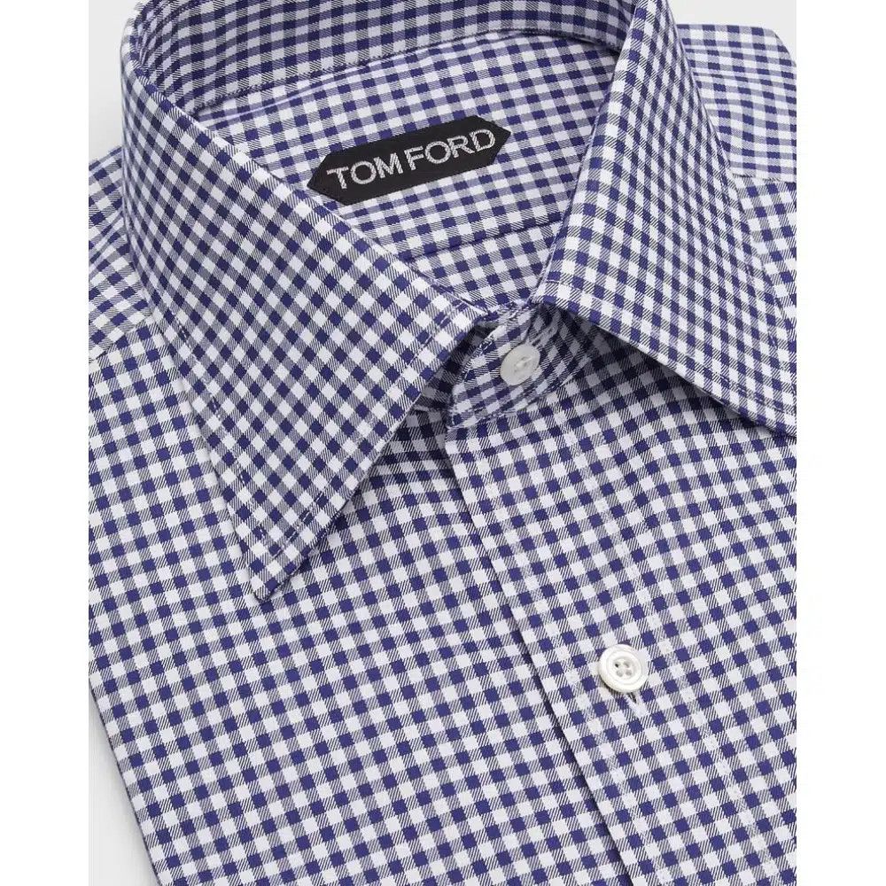 Tom Ford o1loc1c0125 HSBC01 Cotton Slim Fit Shirt in White Blue Size US S / EU 44-46 / 1 - 2 Thumbnail