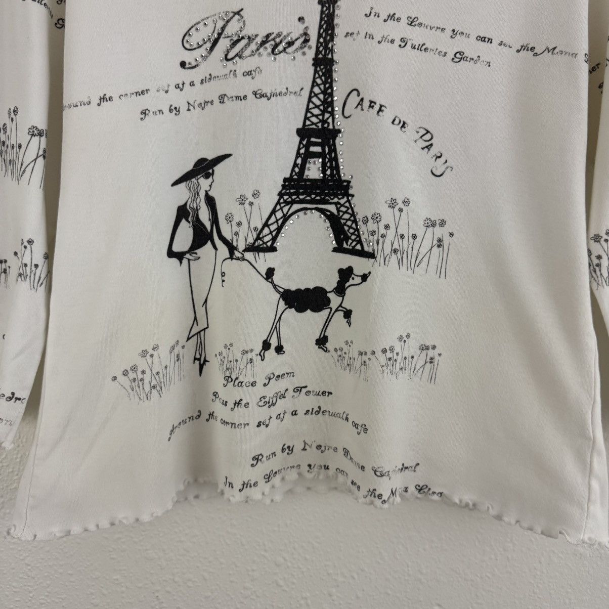 Other CACTUS Vintage Y2K White Black Paris Eiffel Tower Top Size L / US 10 / IT 46 - 4 Thumbnail