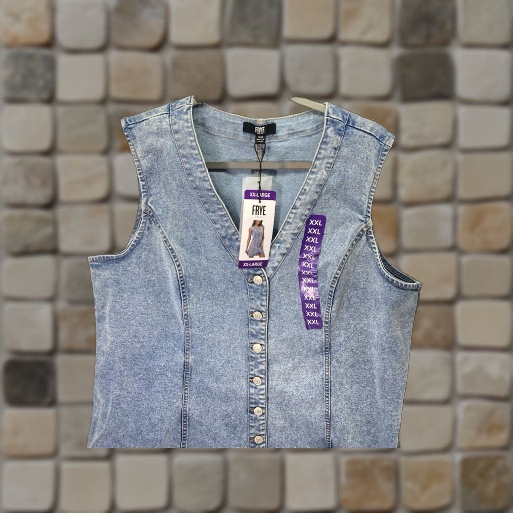 Frye Frye Denim Dress Women 2XL Blue Button Belt Light Wash Cotton Stretch NWT Dress A-Line Knee Length Womens 2XL Blue Button Belt Stretch NWT Size XXL / US 16-18 / IT 52-54 - 1 Thumbnail