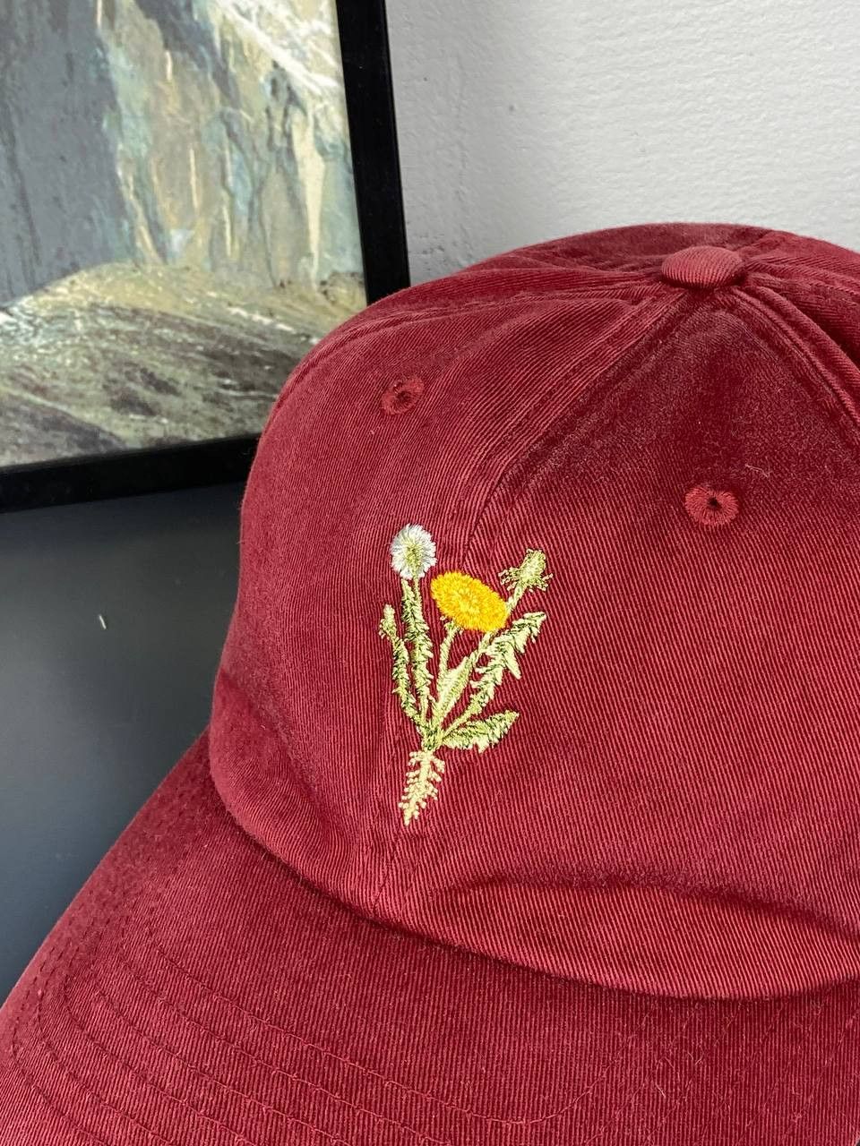 Han Kjobenhavn Han Kjobenhavn Burgundy Embroidered Flowers Trucker Hat Size ONE SIZE - 4 Thumbnail