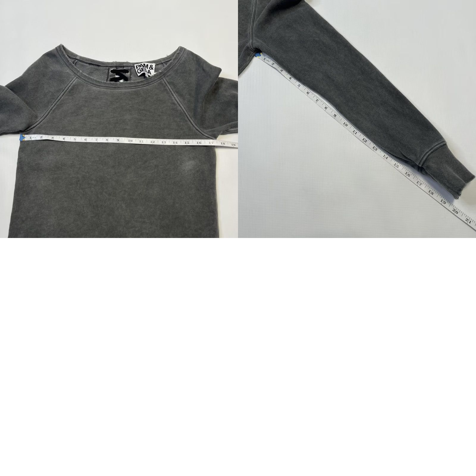 Vintage Pam & Gela Sweater Womens P Petite Gray Lace Up Back Pullover Long Sleeve Cotton Top Size S / US 4 / IT 40 - 8 Thumbnail