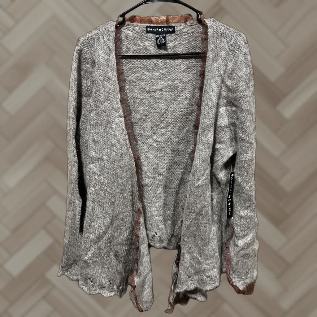 Vintage NWT Pandemonium Cardigan Brown 2X Plus Size Womens Mohair Blend Knit Cable-Knit V-Neck Asymmetrical Sleeve Size XXL / US 16-18 / IT 52-54 - 1 Thumbnail