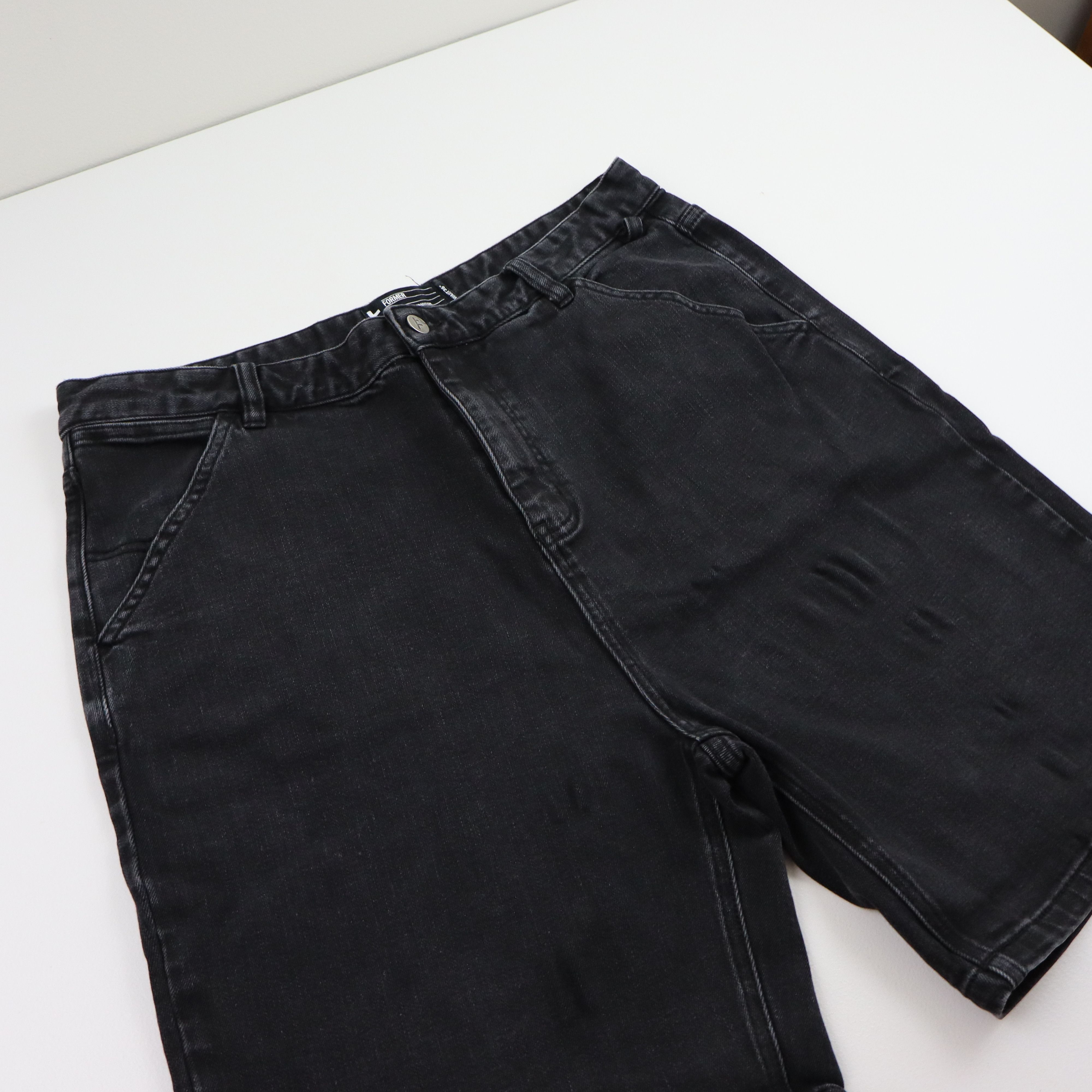 Carhartt × Dickies × Wrangler 90s Former Wide Leg Baggy Black Skater Denim Shorts Jorts Size US 36 / EU 52 - 3 Thumbnail