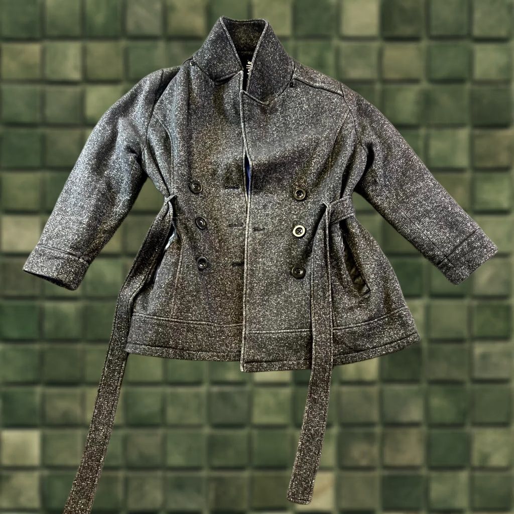 Vintage Intl D.e.t.a.i.l.s Pea Coat Womens XL Black Cotton Double-Breasted Belted Preppy Jacket Size XL / US 12-14 / IT 48-50 - 1 Thumbnail