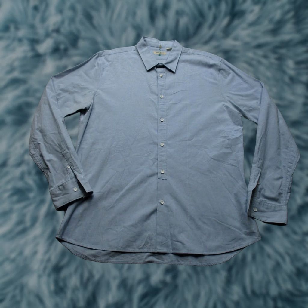 Levi's Levi's Made & Crafted Dress Shirt Mens XL Blue Solid Long Sleeve Button Front Collar Shirt Size 46R - 1 Thumbnail