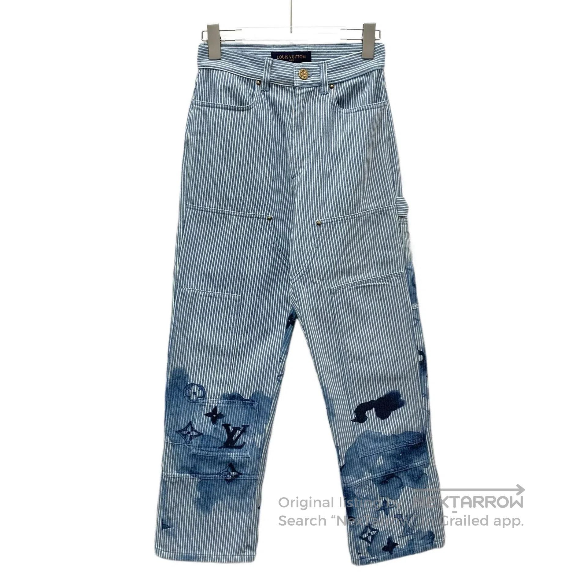 Louis Vuitton Louis Vuitton Blue Monogram Stripe Cotton Jeans. Size US 32 / EU 48 - 1 Thumbnail