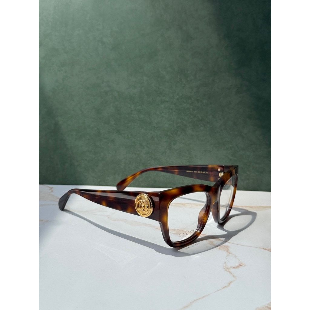 Gucci NEW Gucci GG1410O Havana Brown Cat Eye Eyeglasses Frames Size ONE SIZE - 7 Thumbnail