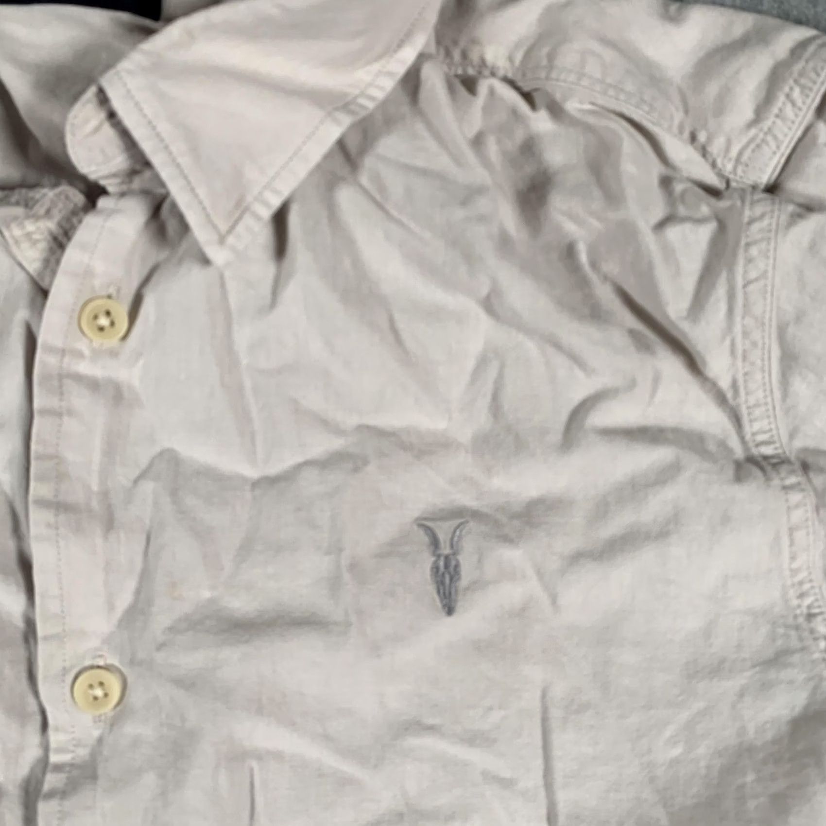 Allsaints AllSaints Shirt Mens Small Beige Linen Cotton Short Sleeve Button Front Casual Size US S / EU 44-46 / 1 - 4 Thumbnail