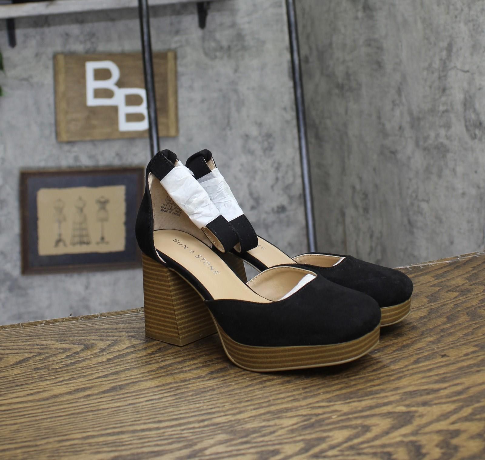 Nwt Sun + Stone Leoniee Dress Sandals Black Microsuede 5.5m