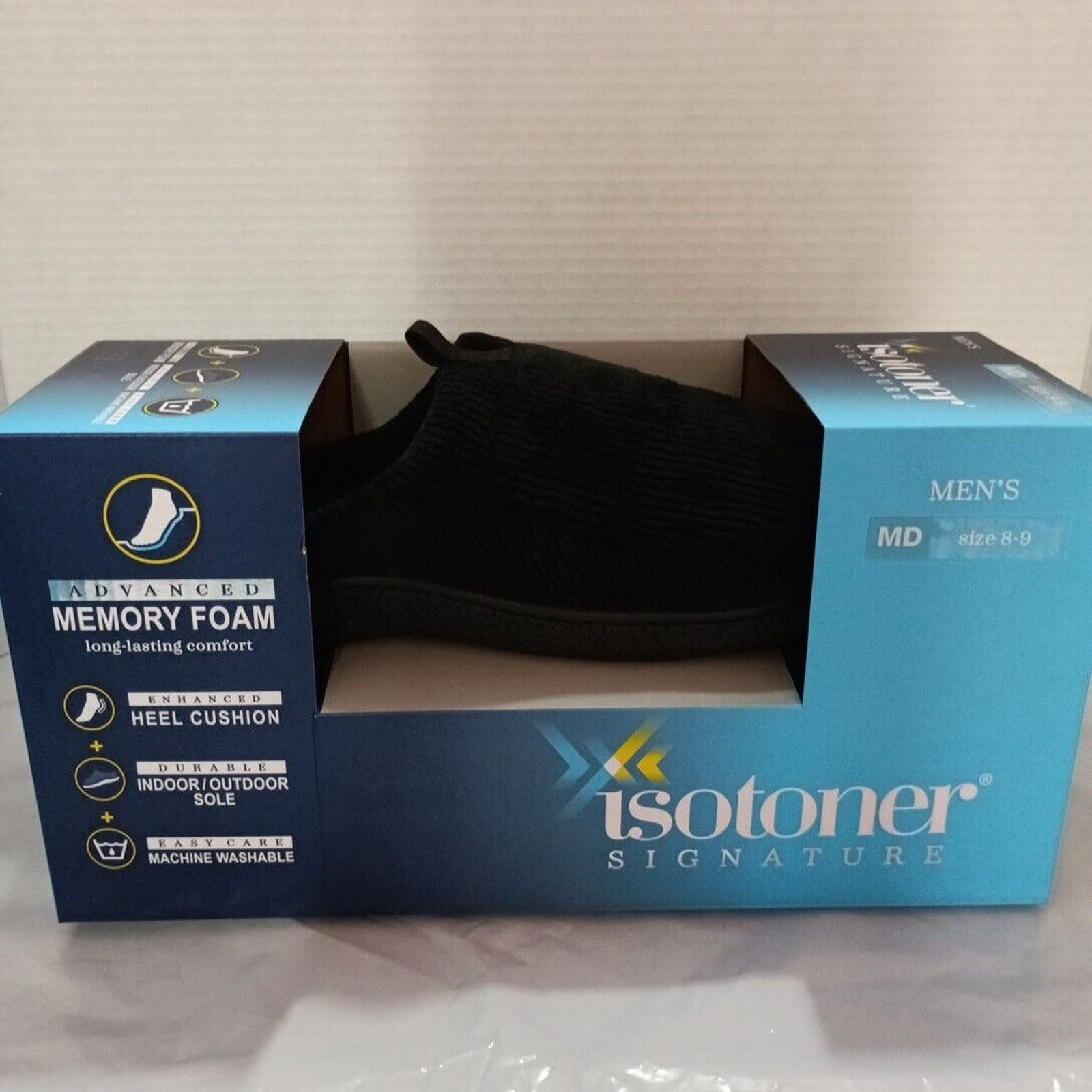 & Other Stories Isotoner Mens Comfort Slides Slippers Men's Size 8-9 Black Size US 8 / EU 41 - 4 Thumbnail