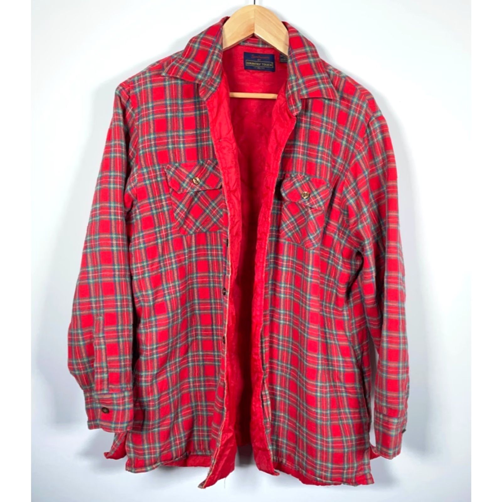 Vintage Vintage Country Touch 90s Quilted Flannel Shirt Jacket Men XL Red Green Tartan Plaid Shacket Grunge Workwear Casual Size US XL / EU 56 / 4 - 2 Thumbnail