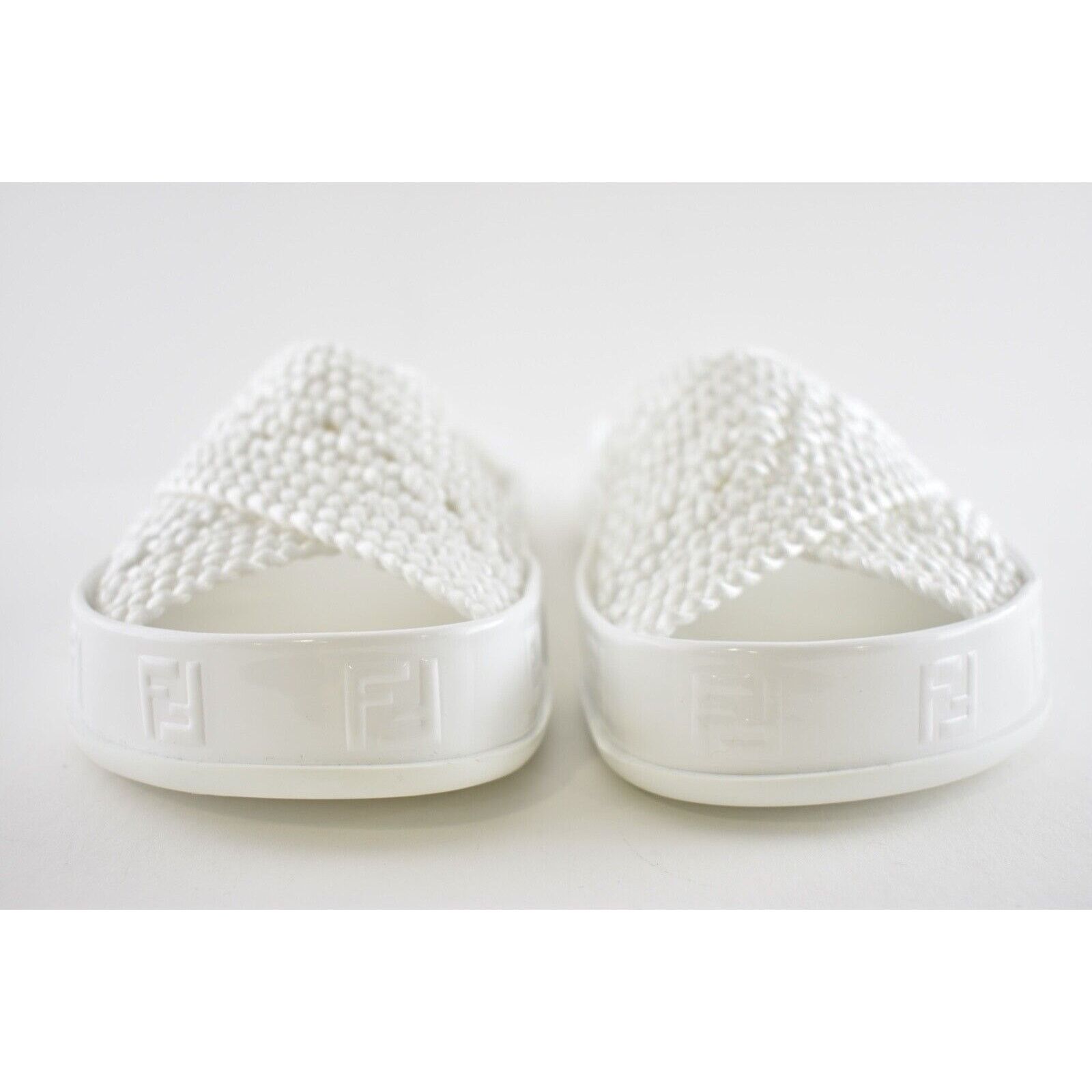 Fendi Fendi White Criss Cross Woven Logo Mule Slide Slip On Flat Size US 7 / IT 37 - 6 Thumbnail