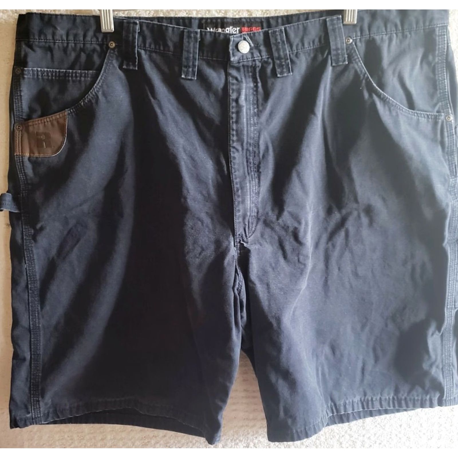 Wrangler Wrangler Riggs Carpenter Shorts Mens Size 46 Bermuda Dark Wash Distressed Navy Blue 80s 90s Work Men's Shorts Size US 30 / EU 46 - 2 Thumbnail