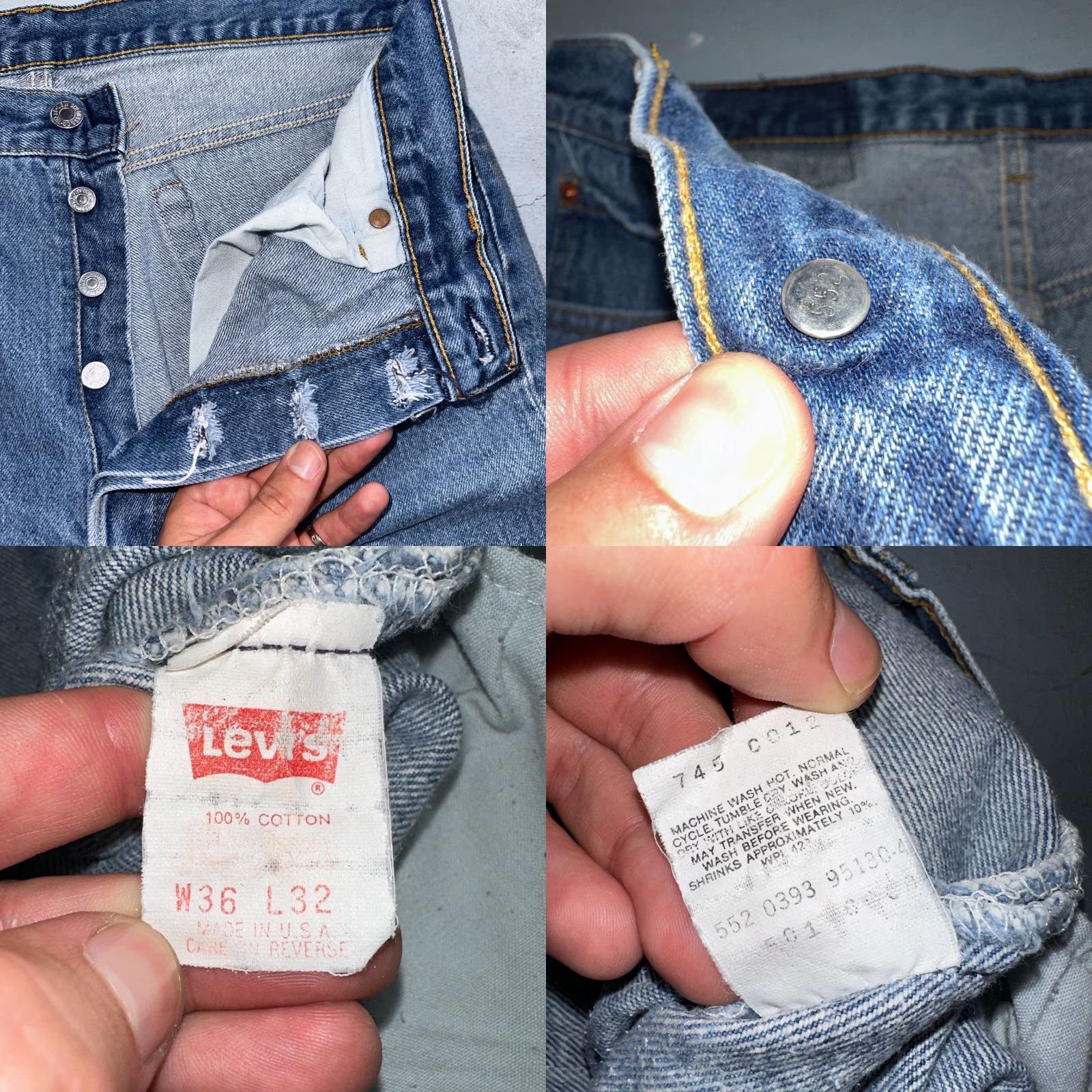 Levi's VINTAGE Levi's 501 Jeans USA 90s Straight Leg Blue Cotton Denim 36x32 Regular Mens 5-Pocket Size US 36 / EU 52 - 8 Thumbnail