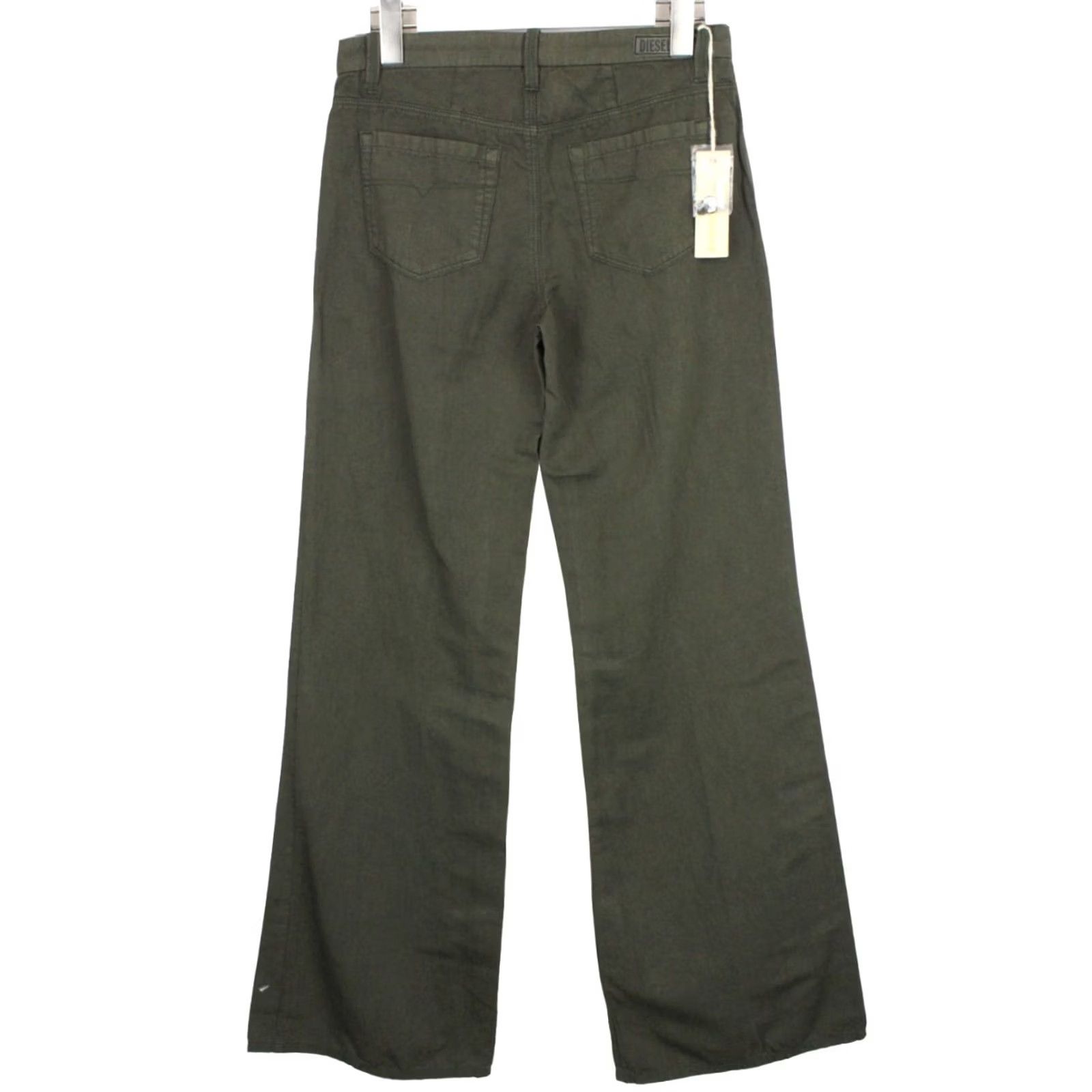 Diesel DIESEL Flairlegg-a Regular-Flare 00DQZ Trousers Women's W26 Linen Blend Zip Green Size 26" / US 2 / IT 38 - 2 Thumbnail