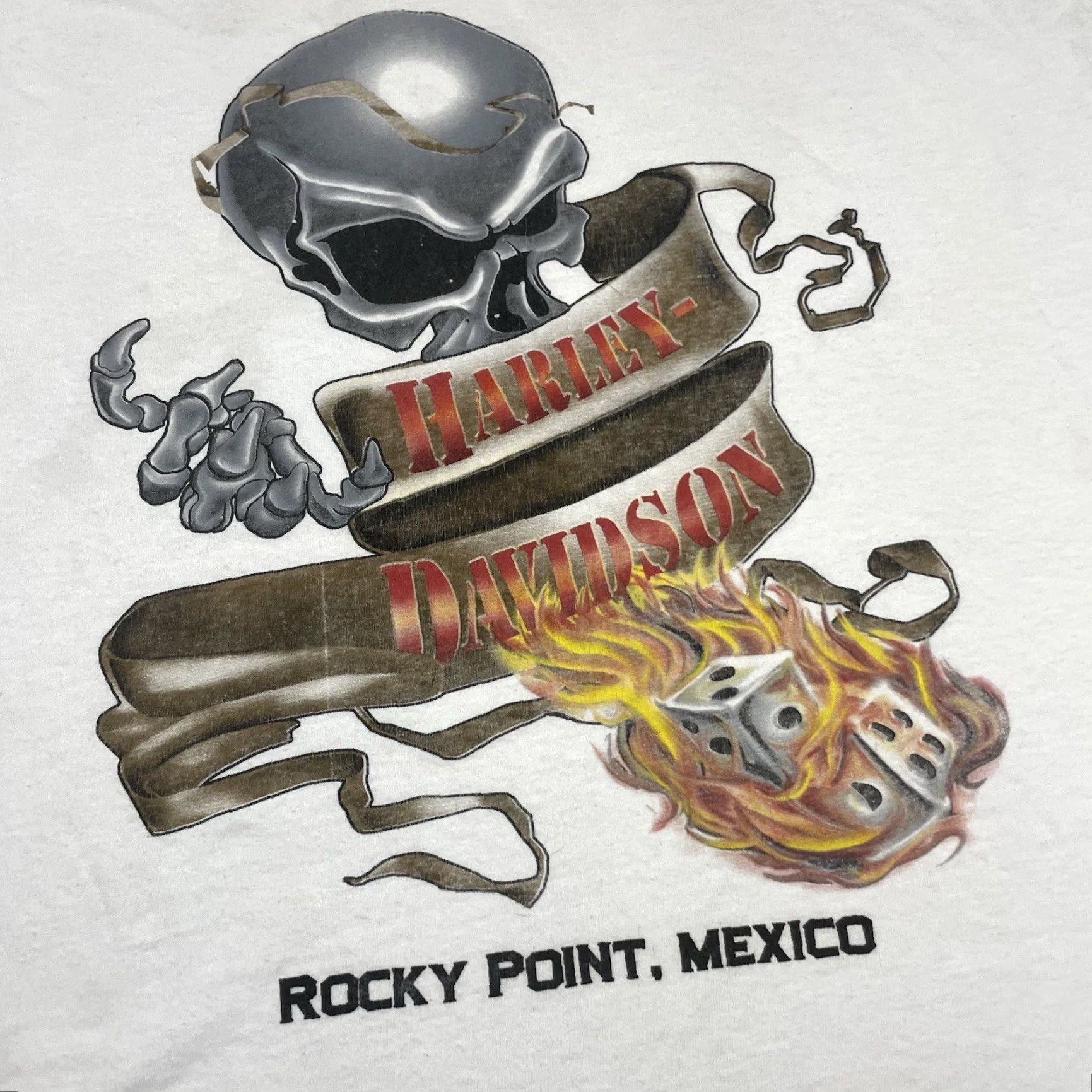 Harley Davidson VINTAGE Harley-Davidson T Shirt Adult XL White Rocky Point Biker Sleeveless Skull Dice Crew Neck Logo Graphic Print Men Size US XL / EU 56 / 4 - 3 Thumbnail