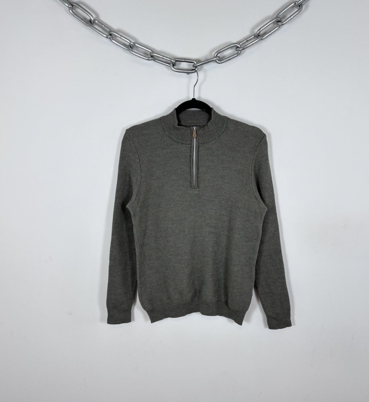 Strenstroms Stenstroms Men’s Khaki Classic Wool Knit 1/4 Zip Sweater Size US S / EU 44-46 / 1 - 1 Thumbnail