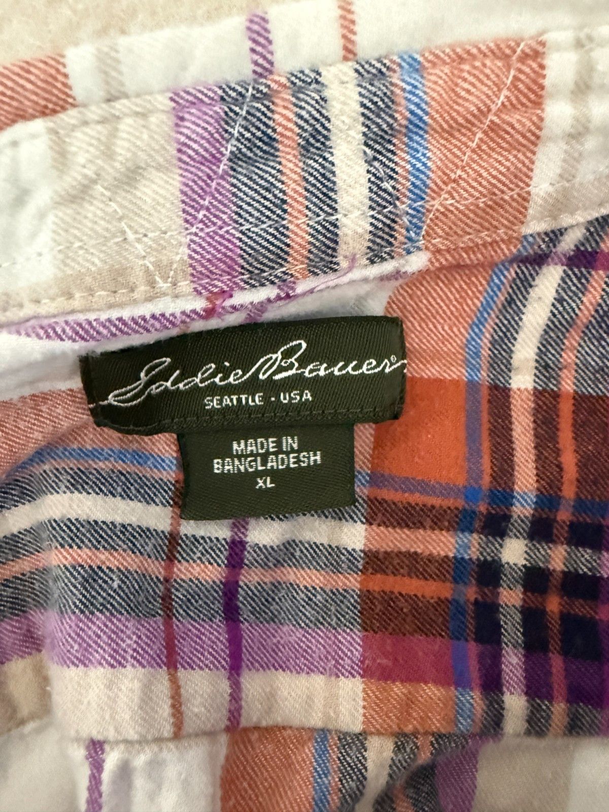 Eddie Bauer Eddie Bauer Womens XL Pink Flannel Shirt Cotton Plaid Butto Size XL / US 12-14 / IT 48-50 - 5 Thumbnail