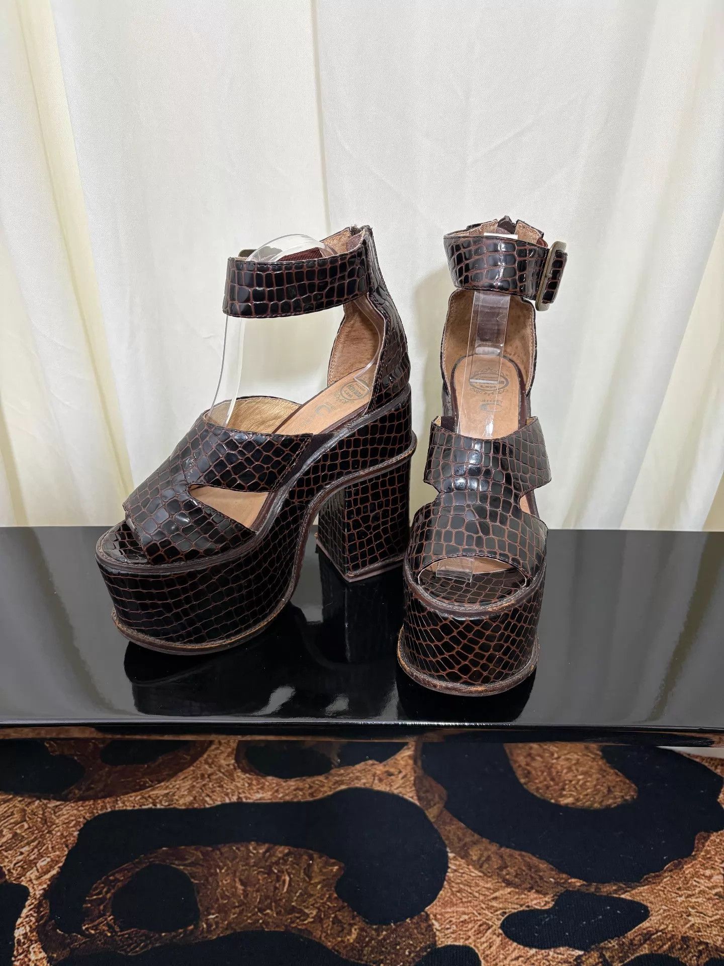 Jeffrey Campbell Jeffrey Campbell Vintage Croc Embossed Block Heel Platform38 Size US 7.5 / IT 37.5 - 1 Thumbnail