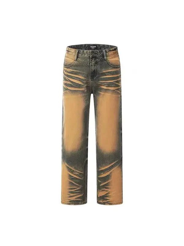 VIBE Retro yellow mud dyed water ripple jeans Size US 32 / EU 48 - 5 Thumbnail