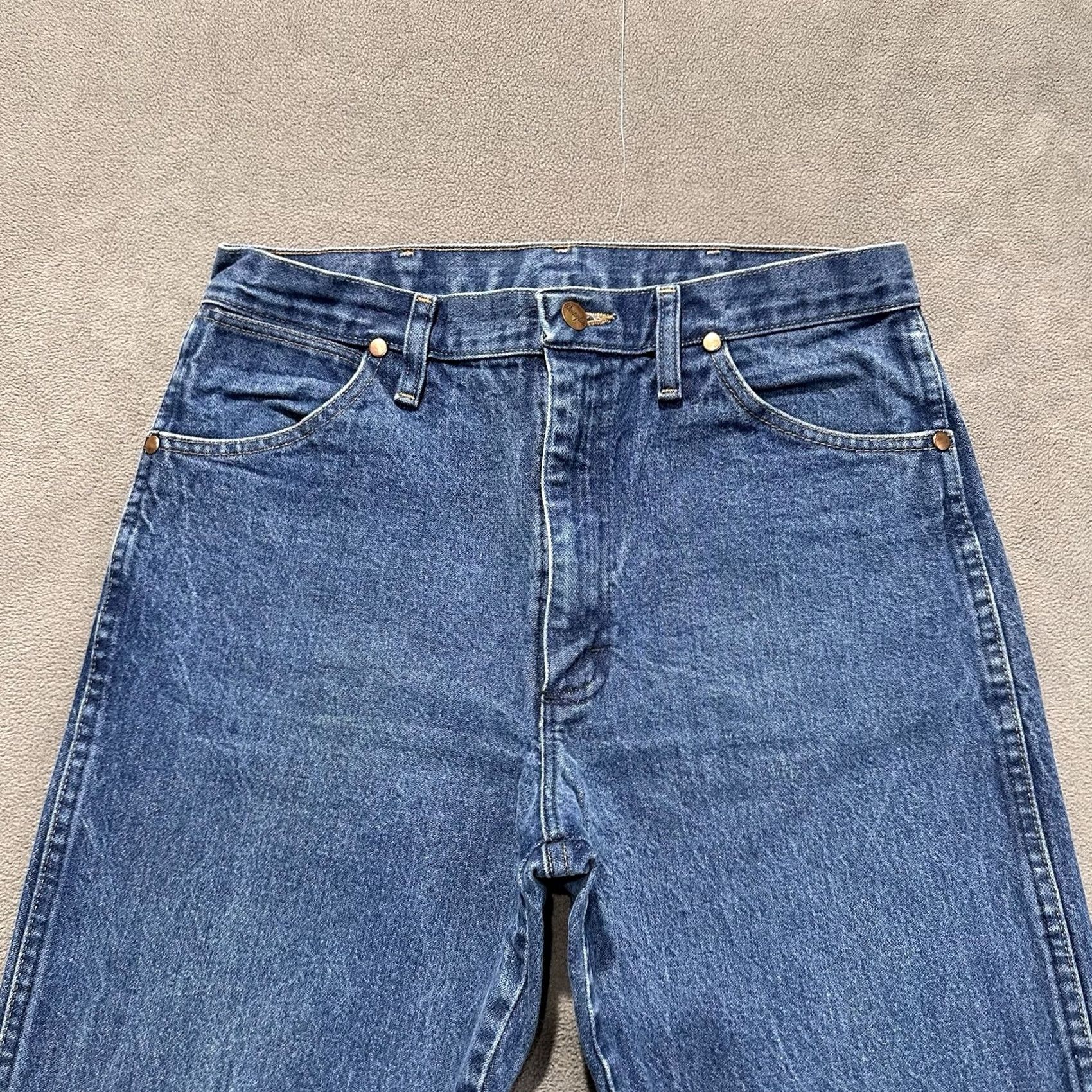 Wrangler Wrangler Jeans Mens 32x36 Blue Denim Cowboy Cut 13MWZ Western Straight Jeans Mens Regular 5-Pocket Blue Cowboy Logo Mens Size US 32 / EU 48 - 3 Thumbnail