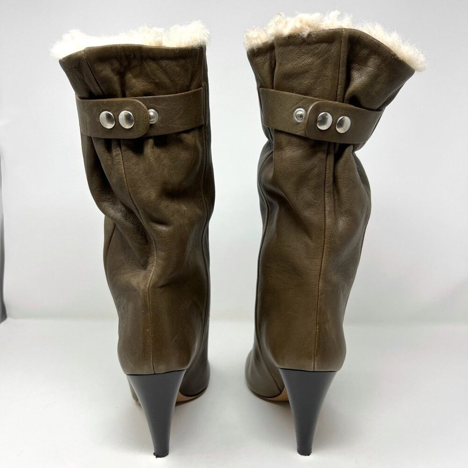 Isabel Marant Isabel Marant Brown Leather Shearling Lafkee Tall Boots Size US 10 / IT 40 - 7 Thumbnail