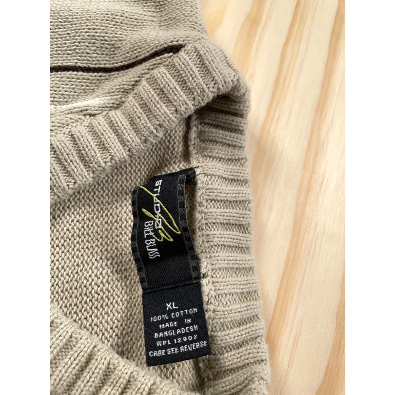 Bill Blass VINTAGE Bill Blass Vest Adult XL Beige Striped Chunky Knit Cotton V-Neck Size US XL / EU 56 / 4 - 4 Thumbnail
