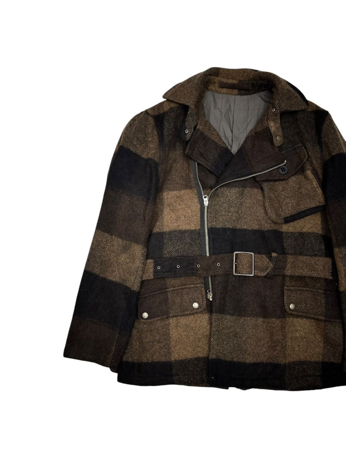 PPFM PPFM AW02 Wool Plaid Belted Moto Jacket Size US L / EU 52-54 / 3 - 8 Thumbnail