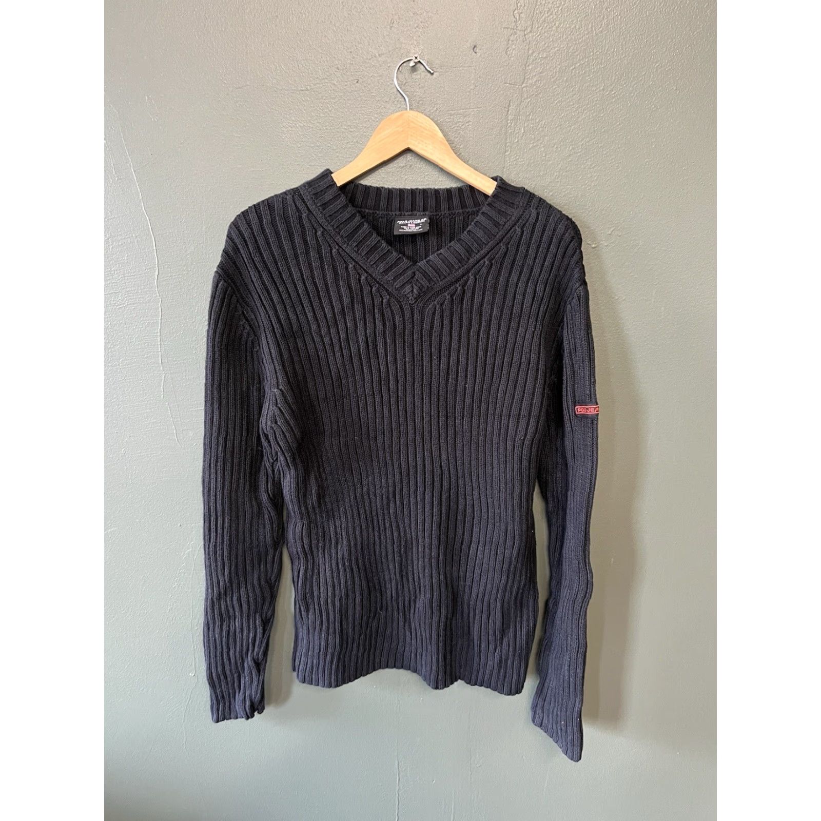 Polo Ralph Lauren VINTAGE Polo Ralph Lauren Mens Black Knit Ribbed Long Sleeve Pullover Sweater L Size US L / EU 52-54 / 3 - 2 Thumbnail