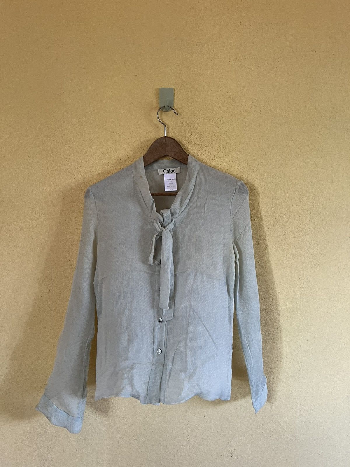 CHLOE BOW TIE NECK SHIRT BLOUSE LONH SLEEVE