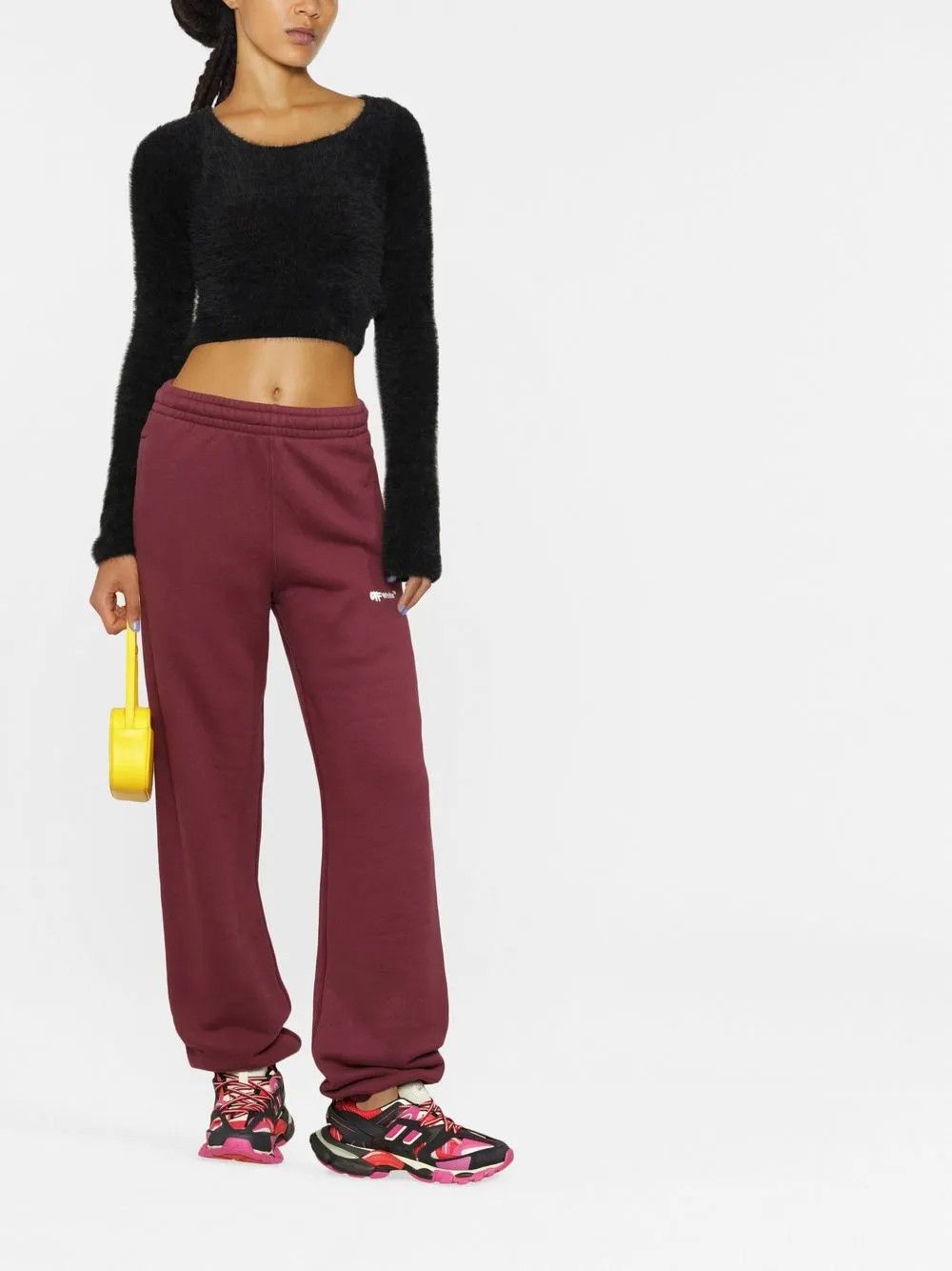 Off-White o1y1225 Sweatpant in Burgundy Size 25" / US 0 / IT 36 - 4 Thumbnail