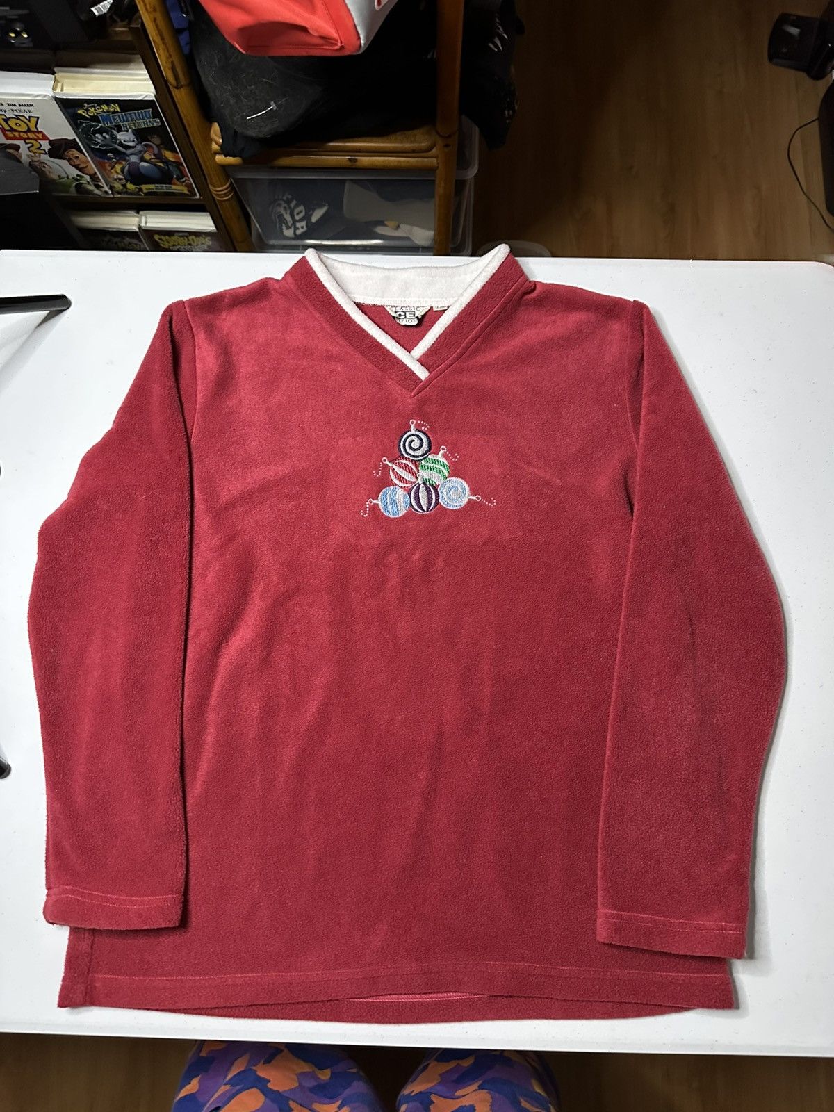 Vintage Vintage Christmas Ornaments Fleece V-neck Sweater Size US L / EU 52-54 / 3 - 1 Thumbnail
