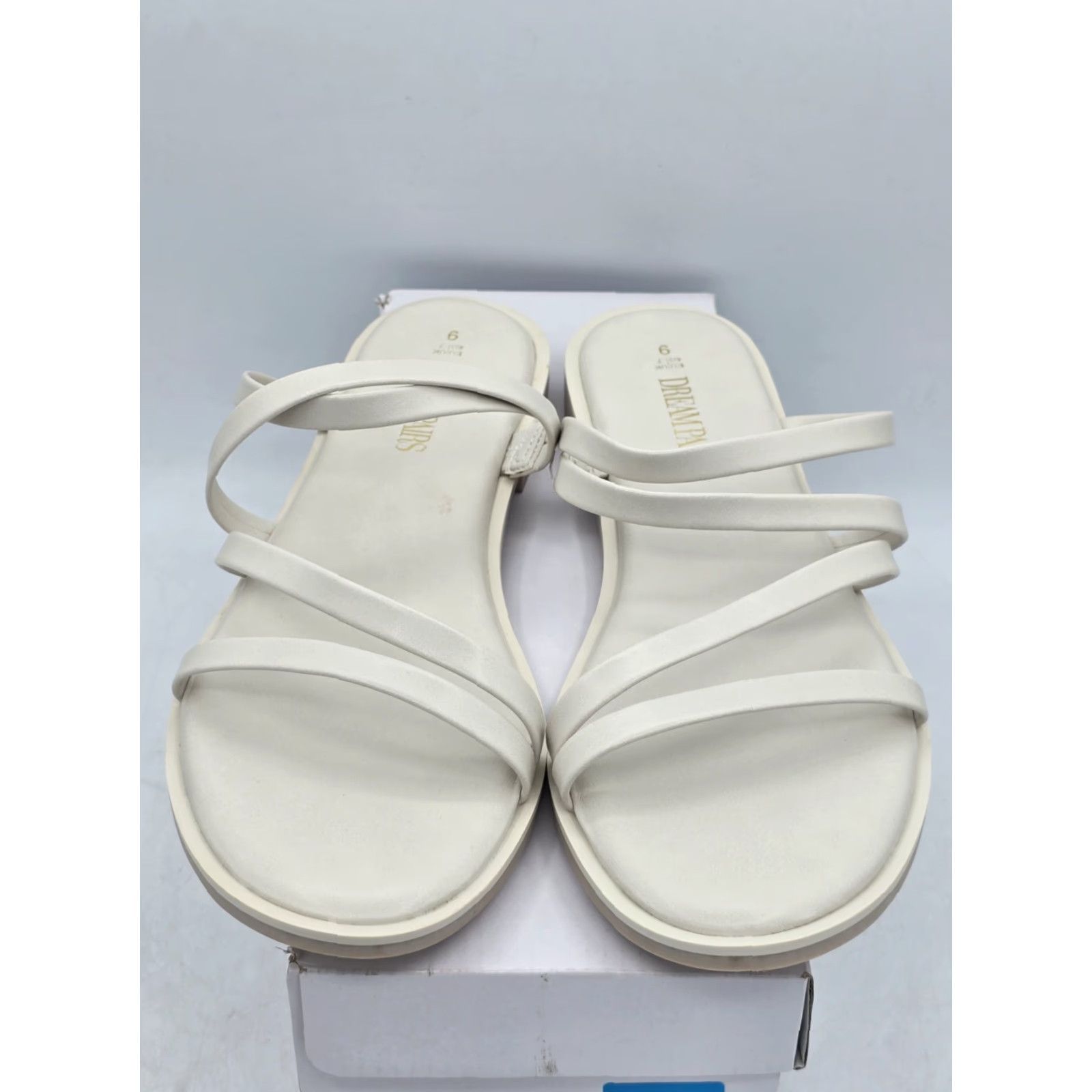 Vintage Dream Pairs Women’s Slide Sandals - Slip On, Open Toe, White PU Sz 9 - Casual Comfort Flat Footwear Size US 9 / IT 39 - 3 Thumbnail
