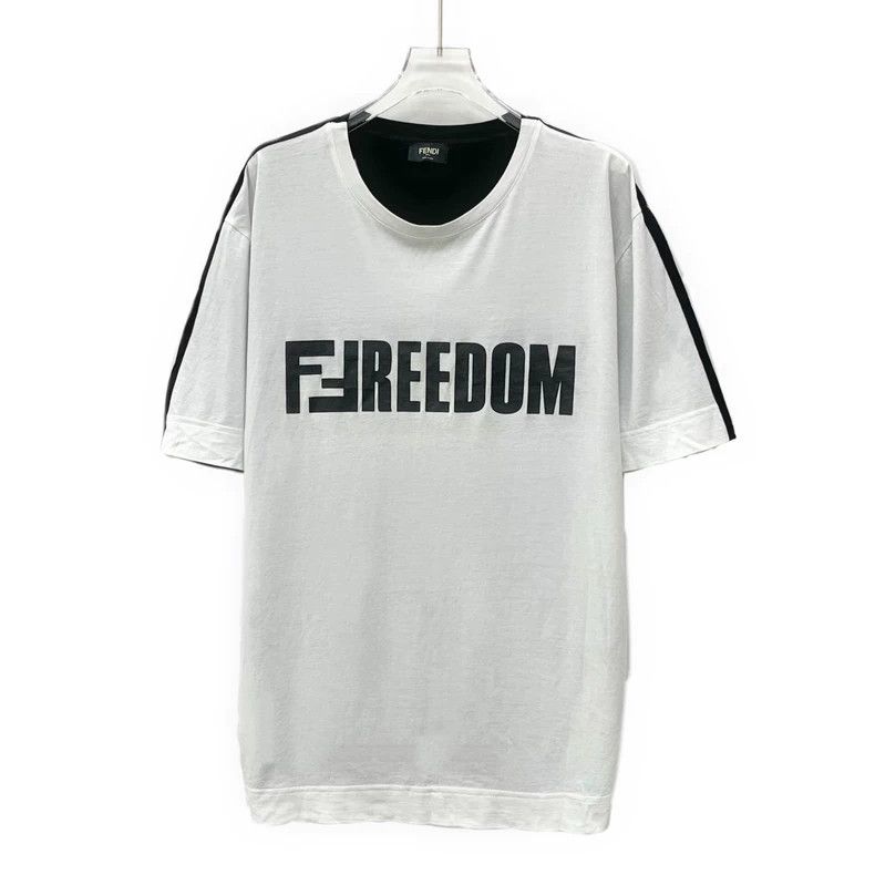 Fendi Fendi Black and White Color Block Letter Print Cotton T-shirt Size US M / EU 48-50 / 2 - 1 Thumbnail