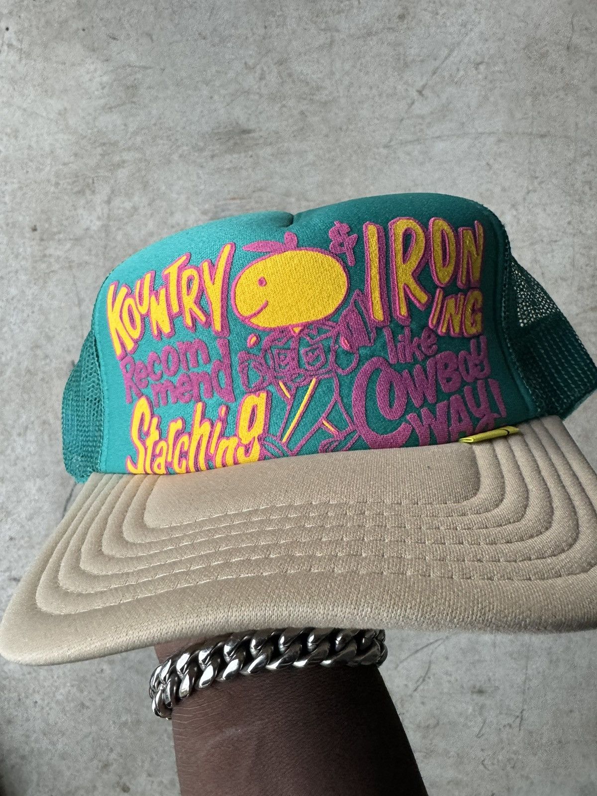 image of Kapital Trucker Hat in Blue, Men's