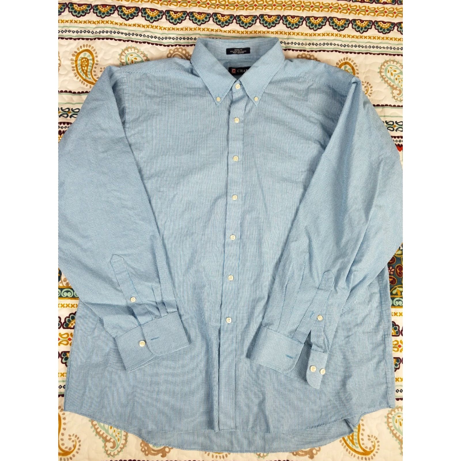 Ralph Lauren Chaps Polo Ralph Lauren Wrinkle Free Dress Shirt Mens 17 34/35 Blue Button Up Size 46R - 2 Thumbnail