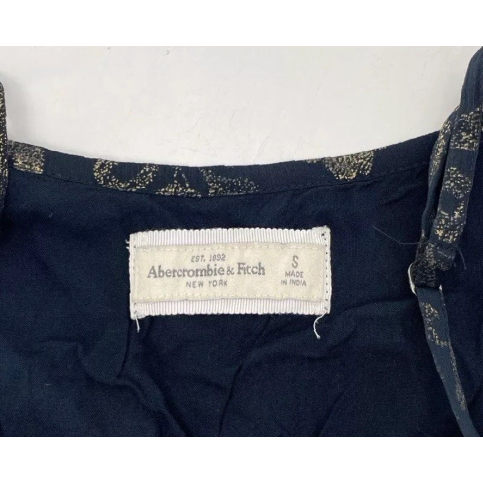 Abercrombie & Fitch Abercrombie & Fitch Women's Sundress Mini Spaghetti Strap Navy Gold Floral Size S XS-00? Size S / US 4 / IT 40 - 6 Thumbnail